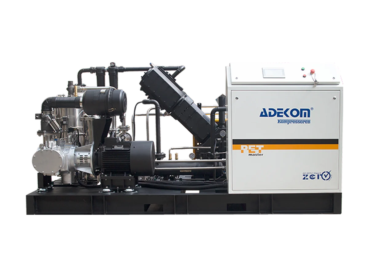 ADEKOM screw plus piston booster high-pressure air compressor for PET bottle blowing